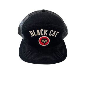 Supreme NWOT Black Cat Velvet Special Edition Trucker Hat Made In USA Snapback